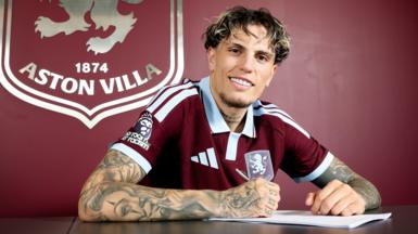 Alejandro Garnacho of Aston Villa poses for a picture at Bodymoor Heath training ground