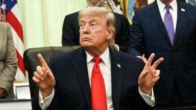 President Donald Trump speaking in the Oval Office on Thursday