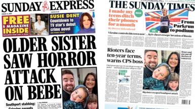 The front pages of the Sunday Express and Sunday Times