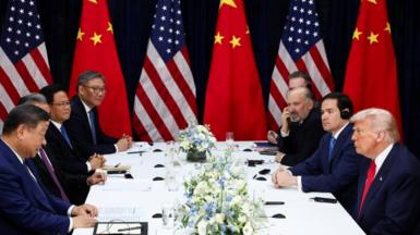 Donald Trump and his team sit across a negotiating table from Xi Jinping and his team