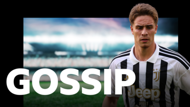 BBC Sport Gossip graphic featuring an image of Kenan Yildiz playing for Juventus