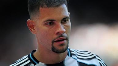 Head and shoulders view of Bruno Guimaraes playing for Newcastle