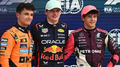 Max Verstappen stood between Lando Norris and Kimi Antonelli after Miami Grand Prix qualifying