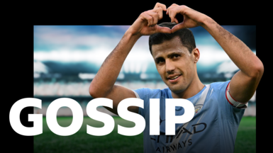 Rodri with the BBC Sport Gossip logo