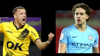 Split image featuring Colin Rosler playing for NAC Breda and Manchester City