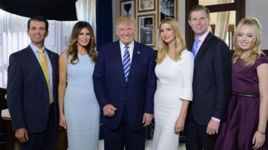 Trump family gathers for a photo at the opening of the Trump International Hotel in Washington DC, 