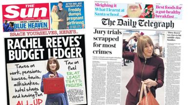 Newspaper headlines: 'Rachel Reeves' Budget' and 'Jury trials scrapped'