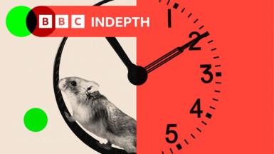 A treated image of a hamster and a clock