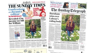 Newspaper headlines: '£7m tax bill for William' and 'Traitors take their places'