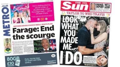 The front pages of Metro and the Sun.