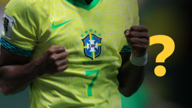 A graphic showing an unidentified Brazil player and a question mark