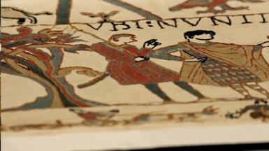 Section of the Bayeaux Tapestry filmed at the British Museum