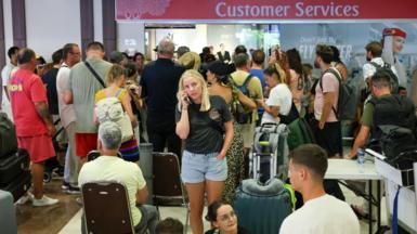 Emirates passengers stranded at I Gusti Ngurah Rai International Airport in Bali, Indonesia