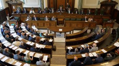 Overhead shot of the council meting.