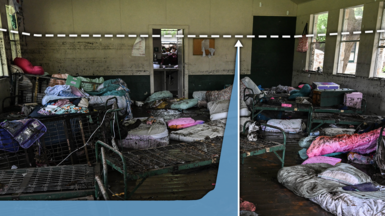 Summer camp room showing rising water levels