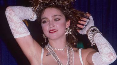 Madonna in a wedding dress in 1984