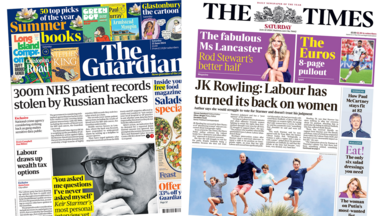 The Guardian and Times front pages 