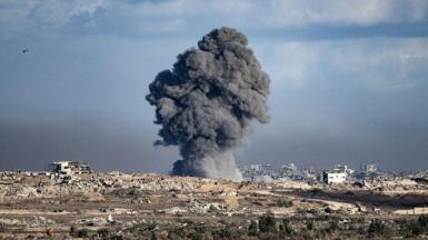A plume of smoke above Gaza. 