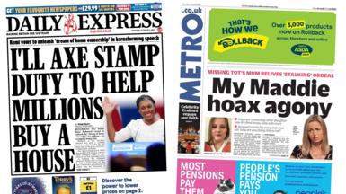 Newspaper headlines: Tories vow to scrap stamp duty and Madeline McCann's parents give testimony in alleged stalking case