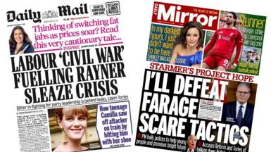 A composite image of the front pages of the Daily Mail and the Daily Mirror on 1 September 2025