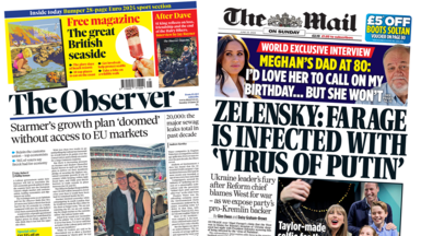 Observer and Mail on Sunday front pages