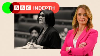 Montage image showing Shabana Mahmood and Laura Kuenssberg