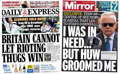 A composite image of the front pages of the Daily Express and the Daily Mirror