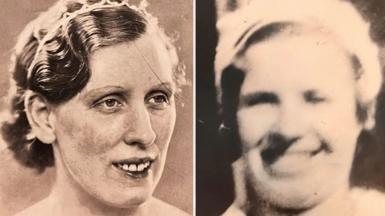 Compsite image showing black and white pictures of Isabella Ruxton (left) and Mary Rogerson