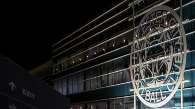General view of a Leicester City sign from the front of King Power Stadium
