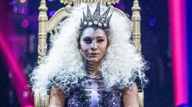 A professional Strictly dancer dressed in a skeleton costume for Halloween week