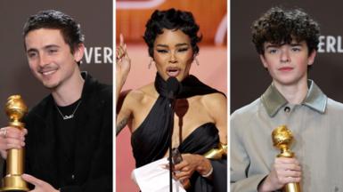 Timothee Chalamet, Teyana Taylor and Owen Cooper are pictured.