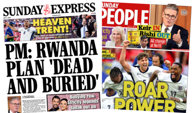 Front page of the Sunday Express and the Sunday People