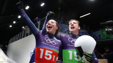 Tabby Stoecker and Matt Weston win gold for Team GB in mixed team skeleton event 