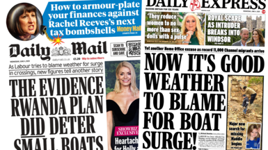 The headline on the front page of the Daily Mail reads "the evidence Rwanda plan did deter small boats" while the headlien