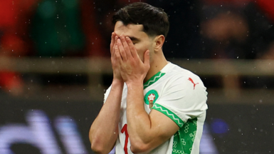 Morocco's Brahim Diaz looks dejected after missing a penalty in the Africa Cup of Nations final against Sengal.