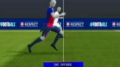 A graphic showing a semi-automated offside decision