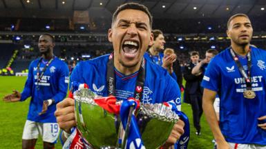 Rangers captain James Tavernier with the Scottish League Cup trophy in 2023