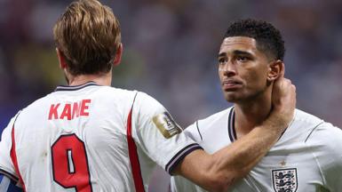 A picture of Harry Kane consoling Jude Bellingham after the World Cup semi-final defeat to Argentina