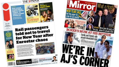 The front pages of the i Paper and the Daily Mirror on Wednesday 31 December.