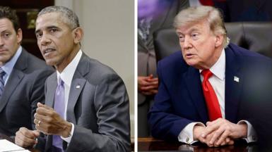 Obama and Trump in a composite image
