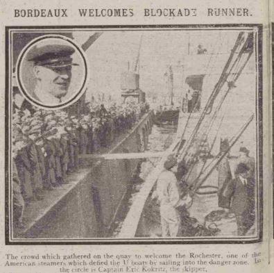 Daily mirror cutting of the Rochester's arrival in France