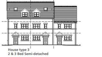 A line drawing of plans for a semi-detached building 