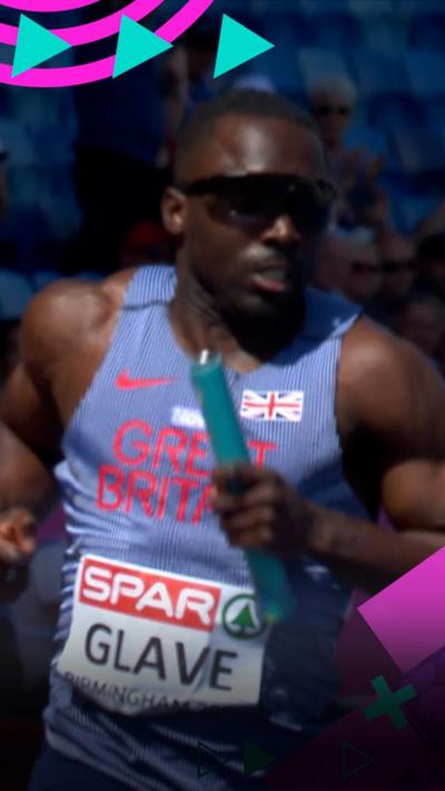 Rommell Glave racing with baton