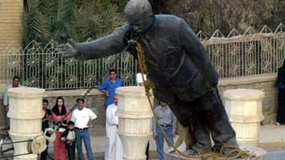 Saddam Hussein's statue in Baghdad