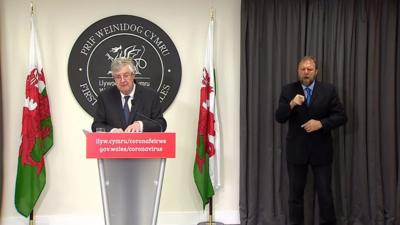 First Minister Mark Drakeford delivers an update on Covid in Wales, 14 May, 2021