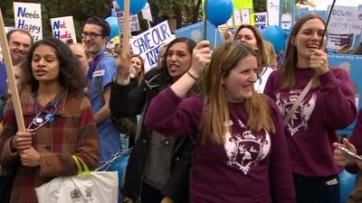 Junior doctors protesting over contracts