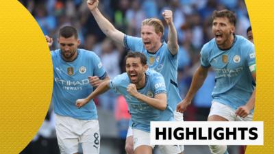 Manchester City celebrate winning the Community Shield