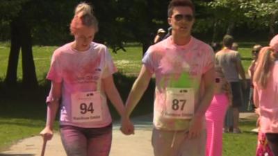 Leah Washington and Joe Pugh in the Barnsley Hospital Rainbow Dash 2016