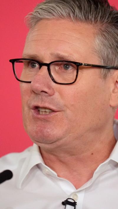 Keir Starmer close up image as he goes a speech