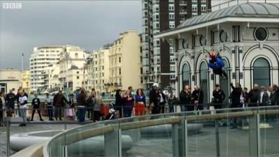 Abseiling down the i360